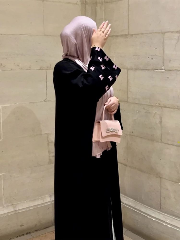 Embroidery Kebaya - 여성용 라마단 블랙 하트 아바야 다멘,
