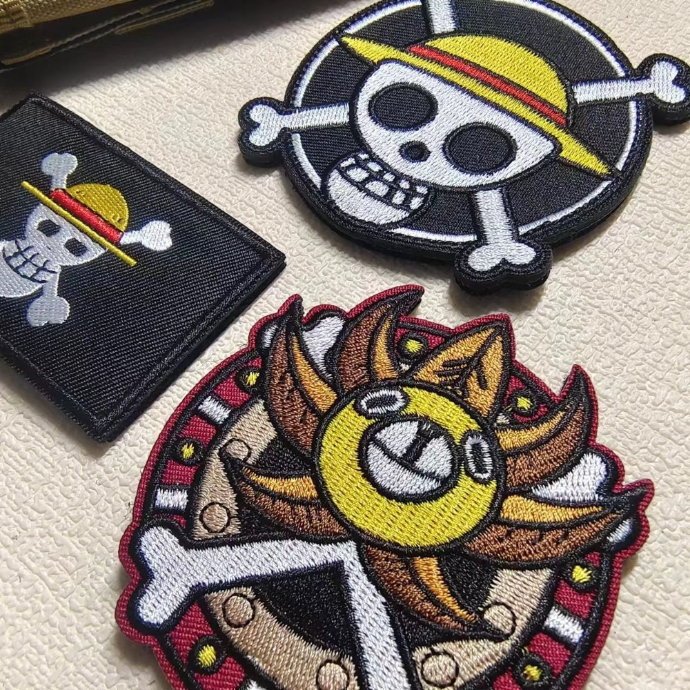 Embroidery Patches - 원피스 만화 캐릭터 루피 의류용 벨크로