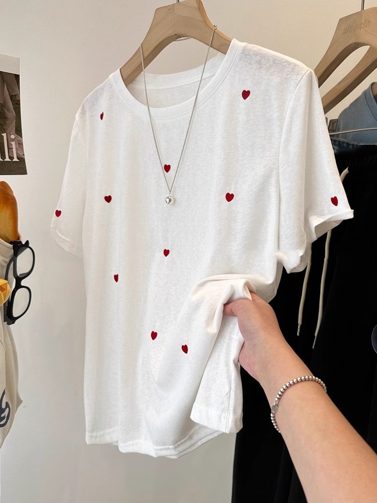 Embroidery Cotton Shirt - 플러스 사이즈 240 파운드 러브 자수