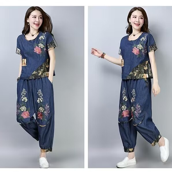 Embroidery In The Piece - 에스닉 스타일 플러스 사이즈 여성 정장