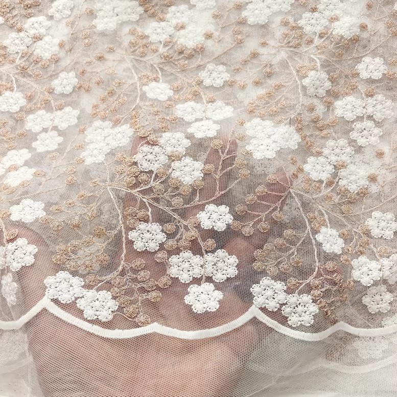 Embroidery Skirt - 1야드 3D 꽃 자수 텔라 소프트