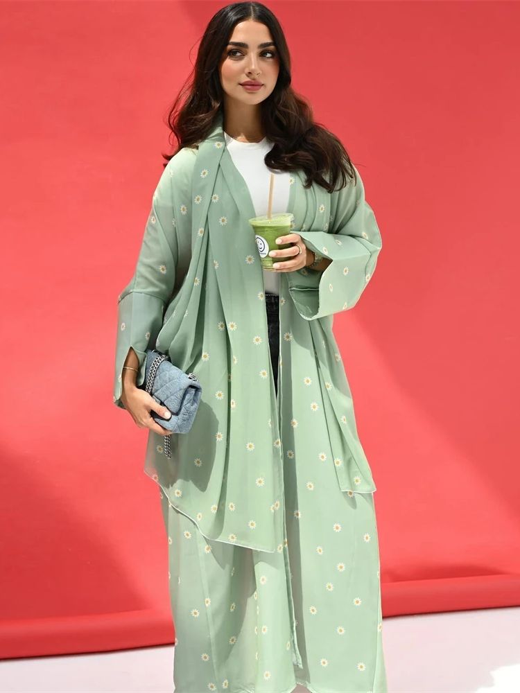 Embroidery Kebaya - 라마단 이드 오픈 키마르 기모노 아바야