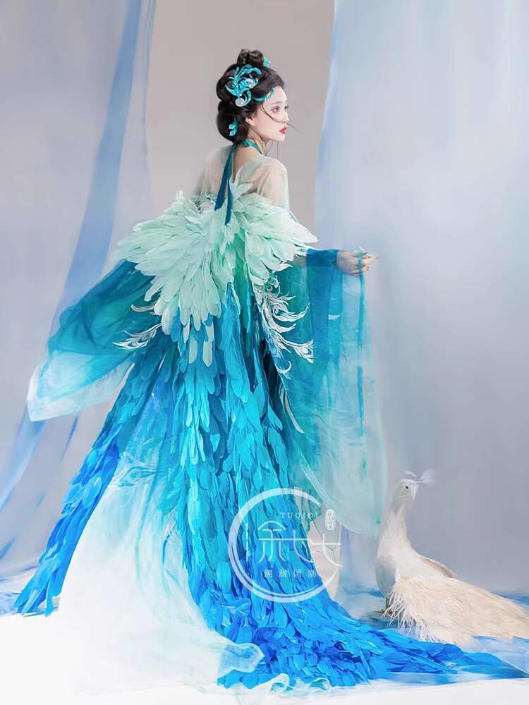 Embroidery Skirt - 새로운 Peacock Hanfu 여성 패션 중공업