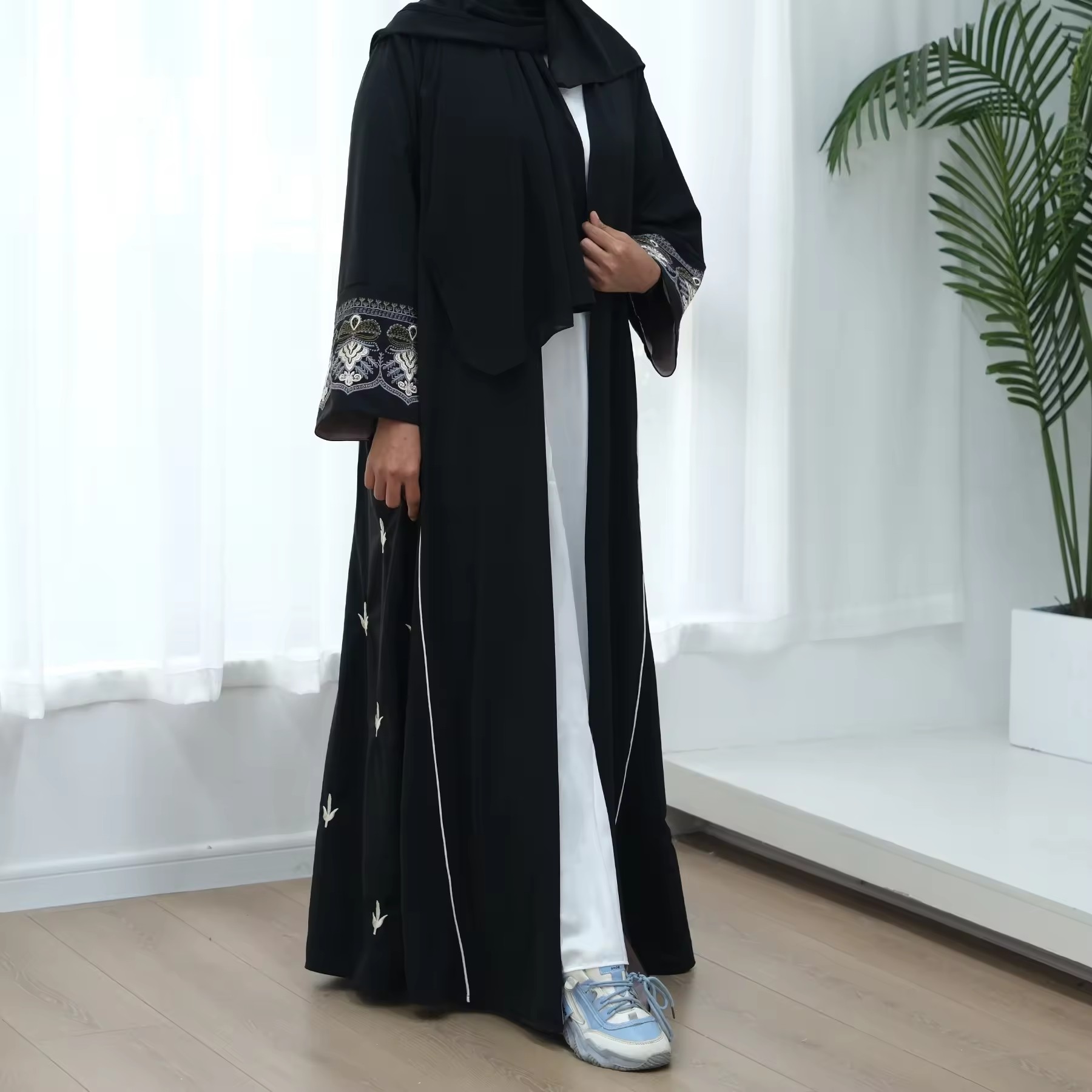 Embroidery Kebaya - 여성 전체 길이 자수 기모노, 오버사이즈