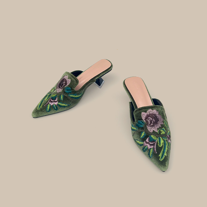 자수 벨루어 여성 신발 여성 슬리퍼 디자인 뮬 여성 포 - Embroidery Design Free 리뷰 및 가격