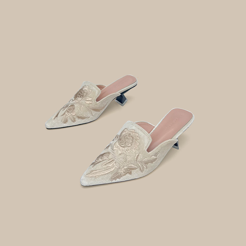 자수 벨루어 여성 신발 여성 슬리퍼 디자인 뮬 여성 포 - Embroidery Design Free 리뷰 및 가격