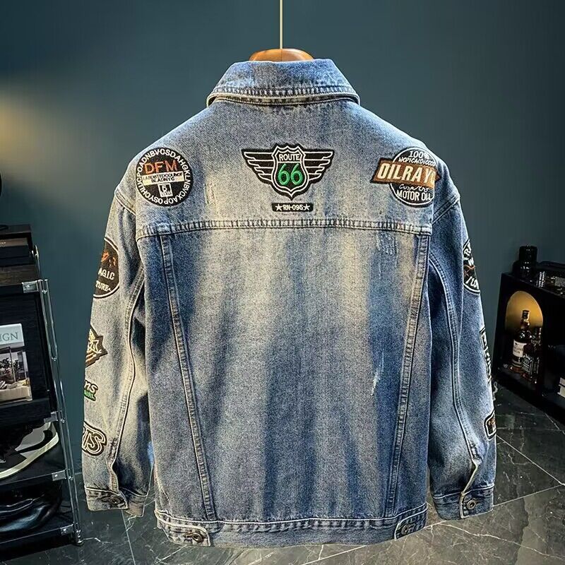 남성 하이 스트리트 자수 패치 데님 재킷 오버사이즈 봄 - Embroidery Patches 리뷰 및 가격