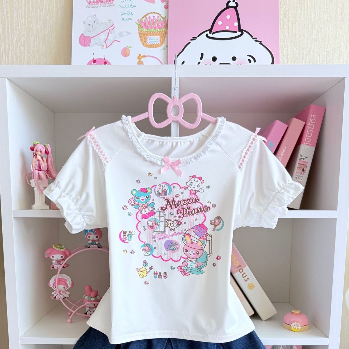 일본풍 스위트 스커트 세트 여름 신상 만화 Mp 프린트 - Embroidery Cotton Shirt 리뷰 및 가격