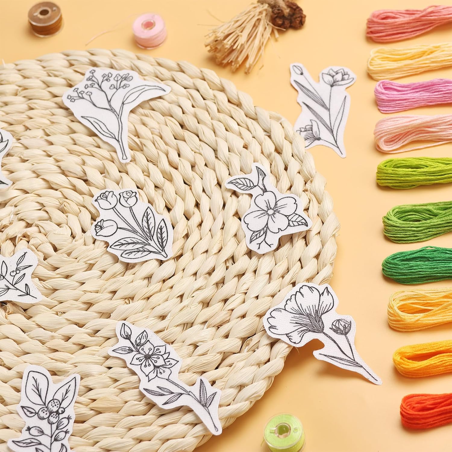 50Pcs 수용성 자수 안정제, 사전 인쇄된 꽃과 잎  - Embroidery Ideas 리뷰 및 가격