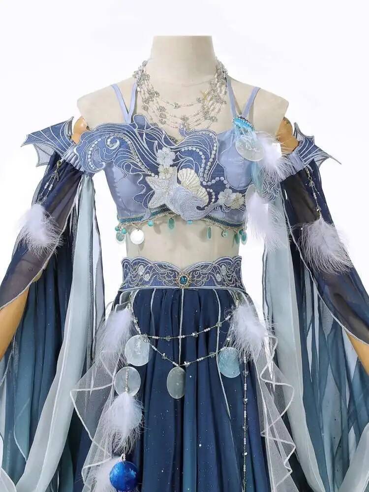 이국적인 블루 드레스, 화려한 자수, 한문 요소, 요정 - Embroidery Skirt 리뷰 및 가격
