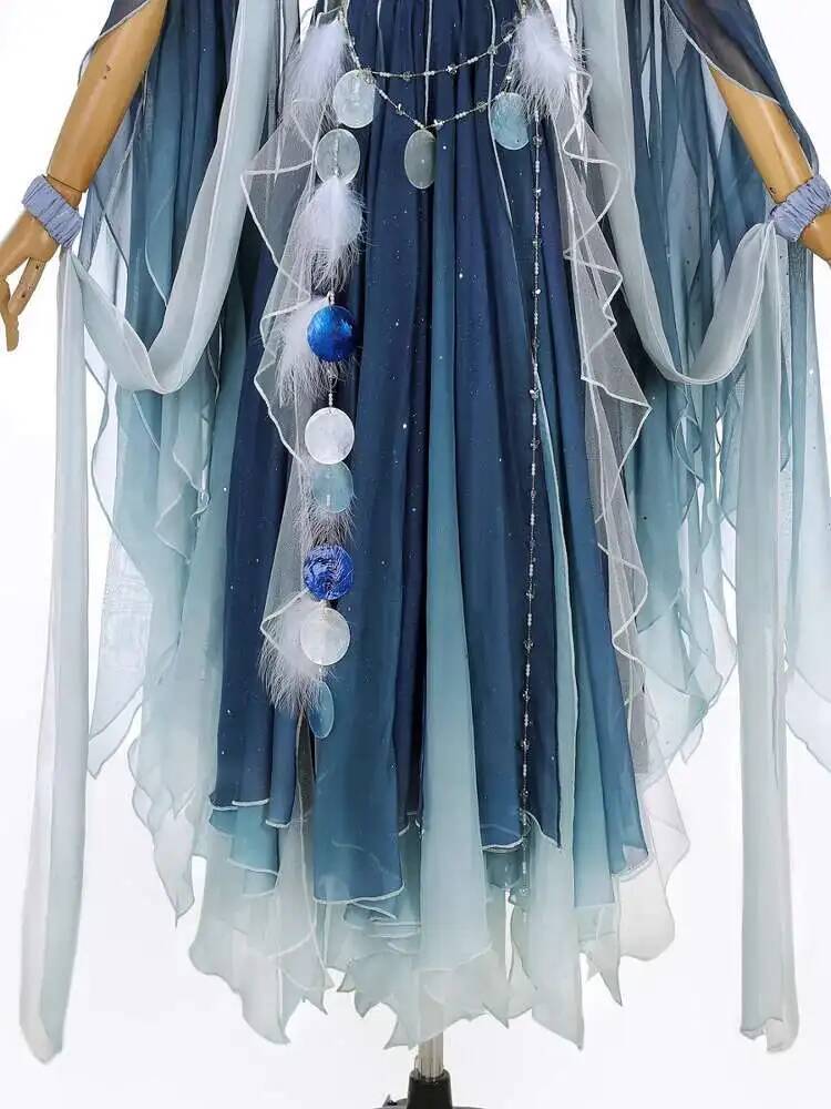 이국적인 블루 드레스, 화려한 자수, 한문 요소, 요정 - Embroidery Skirt 리뷰 및 가격