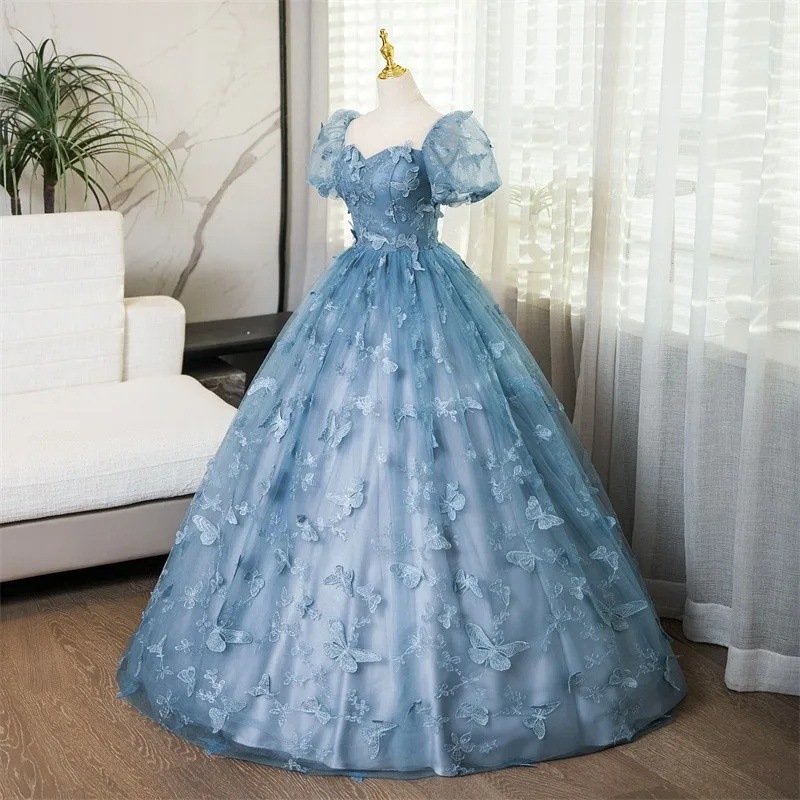 2026 신상 여성용 그레이 블루 자수 이브닝 드레스  - Embroidery Skirt 리뷰 및 가격