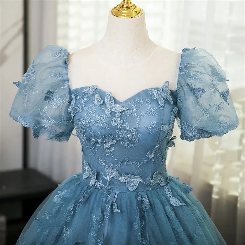 2026 신상 여성용 그레이 블루 자수 이브닝 드레스  - Embroidery Skirt 리뷰 및 가격