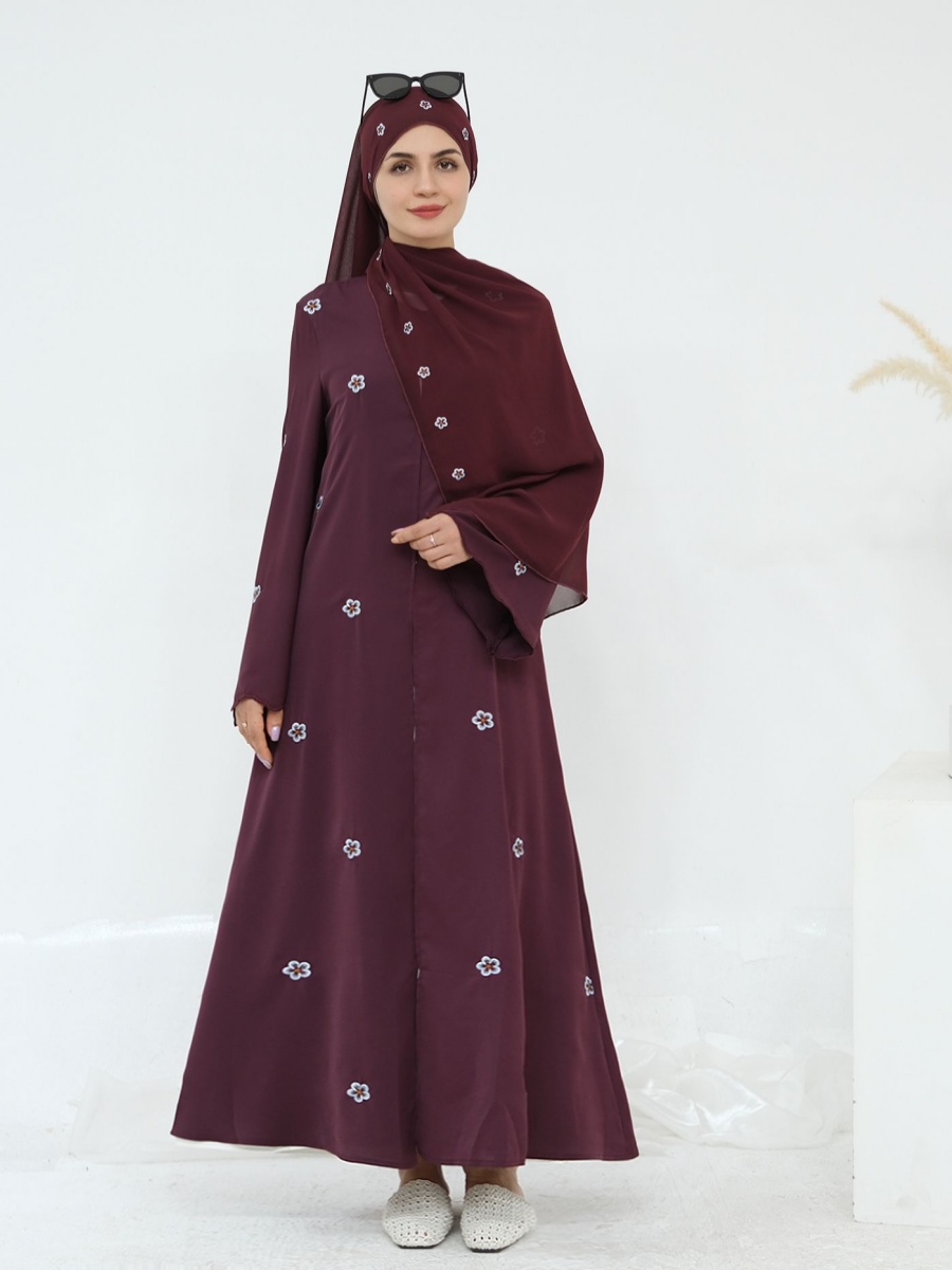 무슬림 여성 두바이 아바야 고급 자수 히잡 롱 드레스  - Embroidery Kebaya 리뷰 및 가격