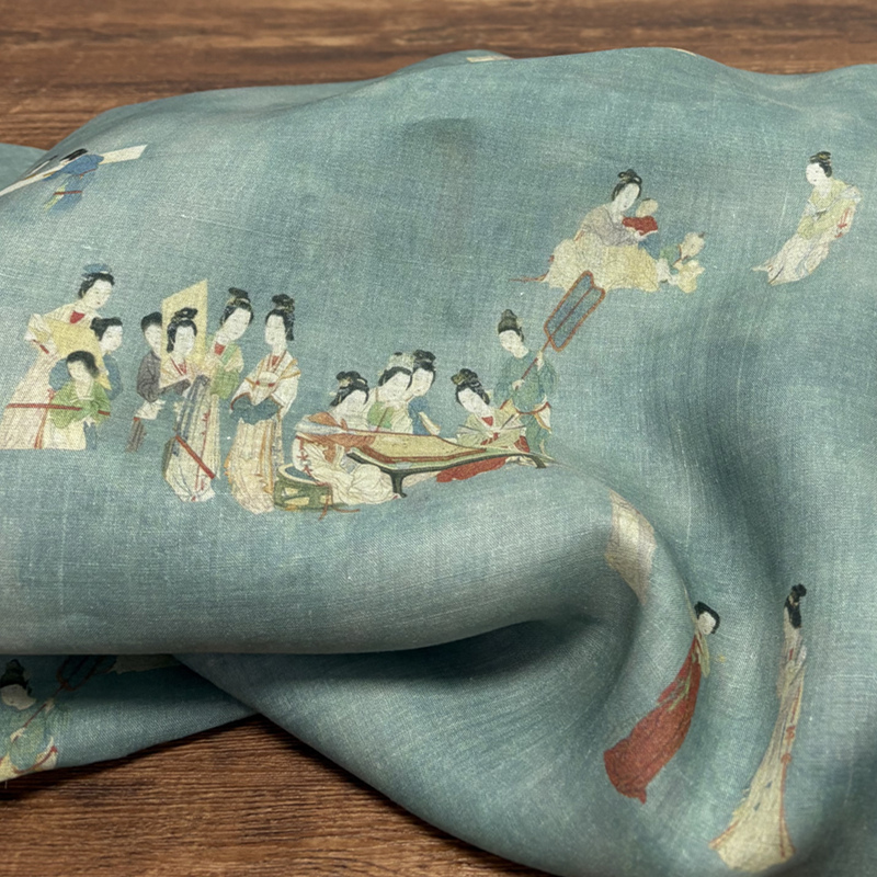 100% 라미 원단 가정용 모란디 그린 중국 전통 프린 - Linen Fabric Natural 리뷰 및 가격
