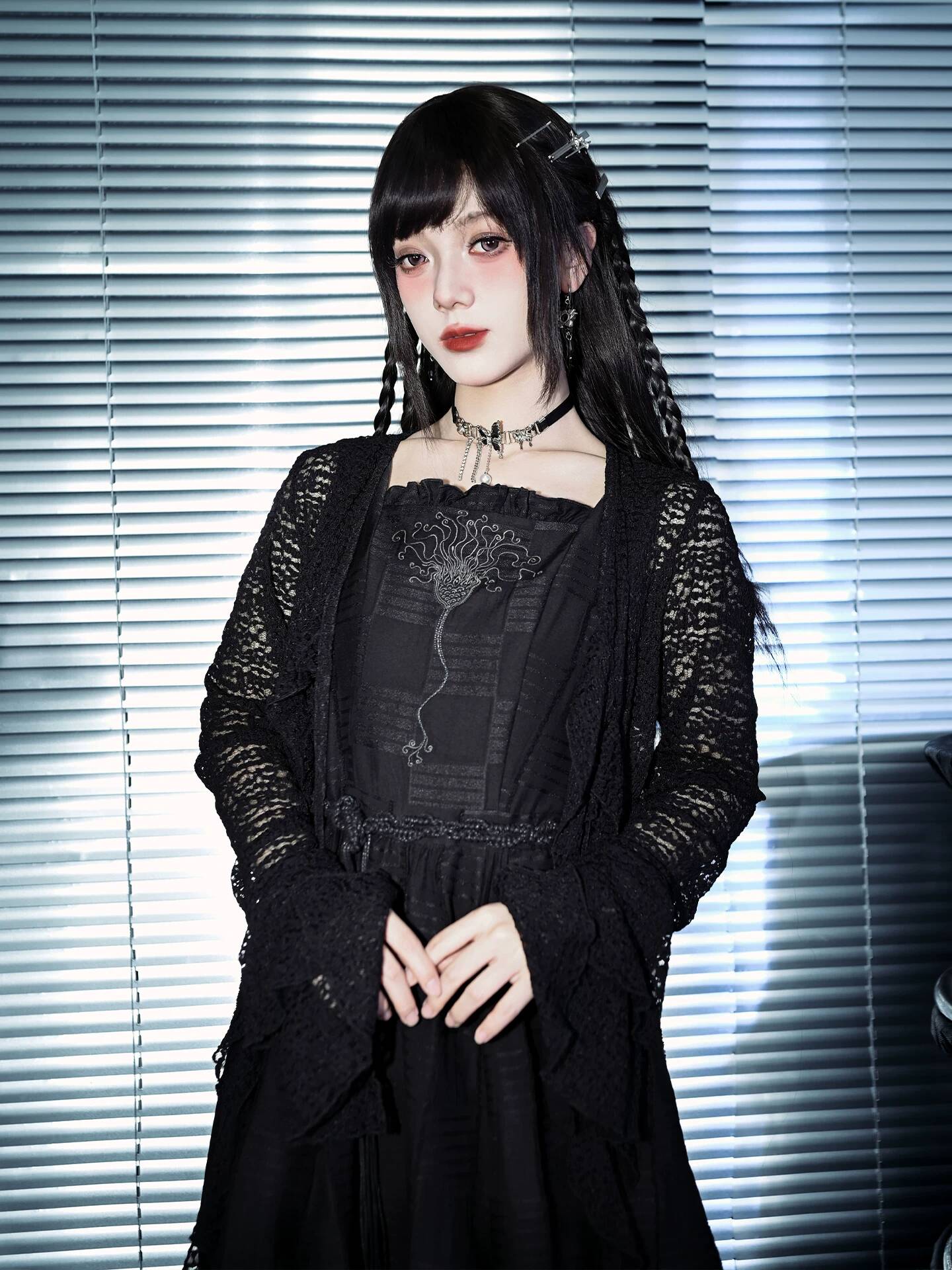 새로운 크리노이드 자수 블랙 더블 레이어 버드 드레스  - Embroidery Skirt 리뷰 및 가격