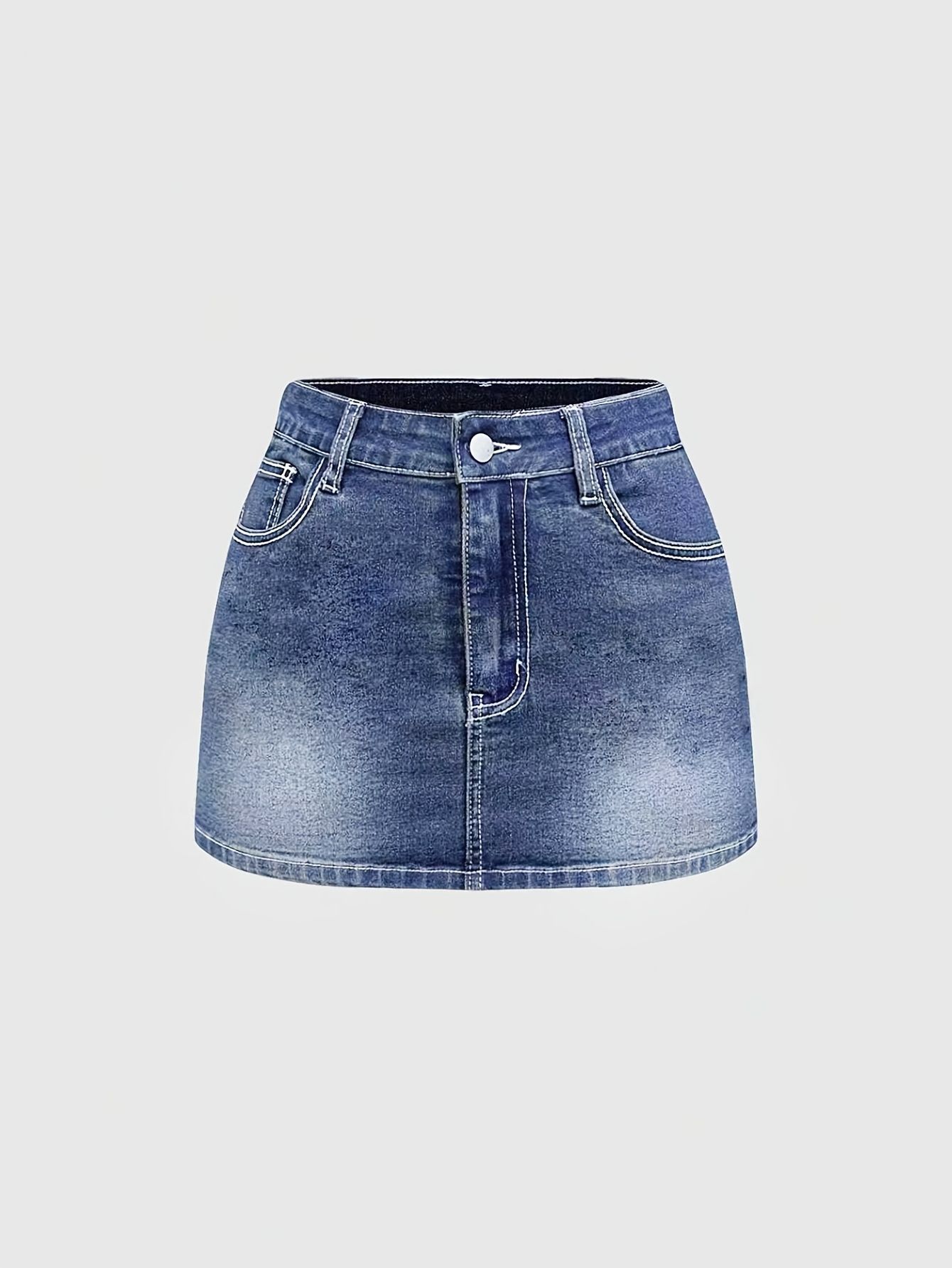 새로운 패션 캐주얼 하이웨이스트 버튼 플라이 솔리드 컬 - Embroidery Skirt 리뷰 및 가격