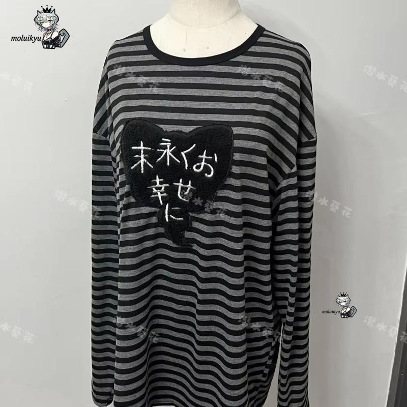 Y2K 아메리칸 펑크 빈티지 O 넥 긴팔 셔츠 올 매치 - Embroidery Design Free 리뷰 및 가격