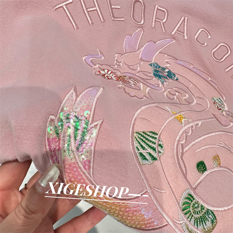 새로운 중국 스타일의 화려한 자수 스팽글 용년 반팔 티 - Embroidery Cotton Shirt 리뷰 및 가격