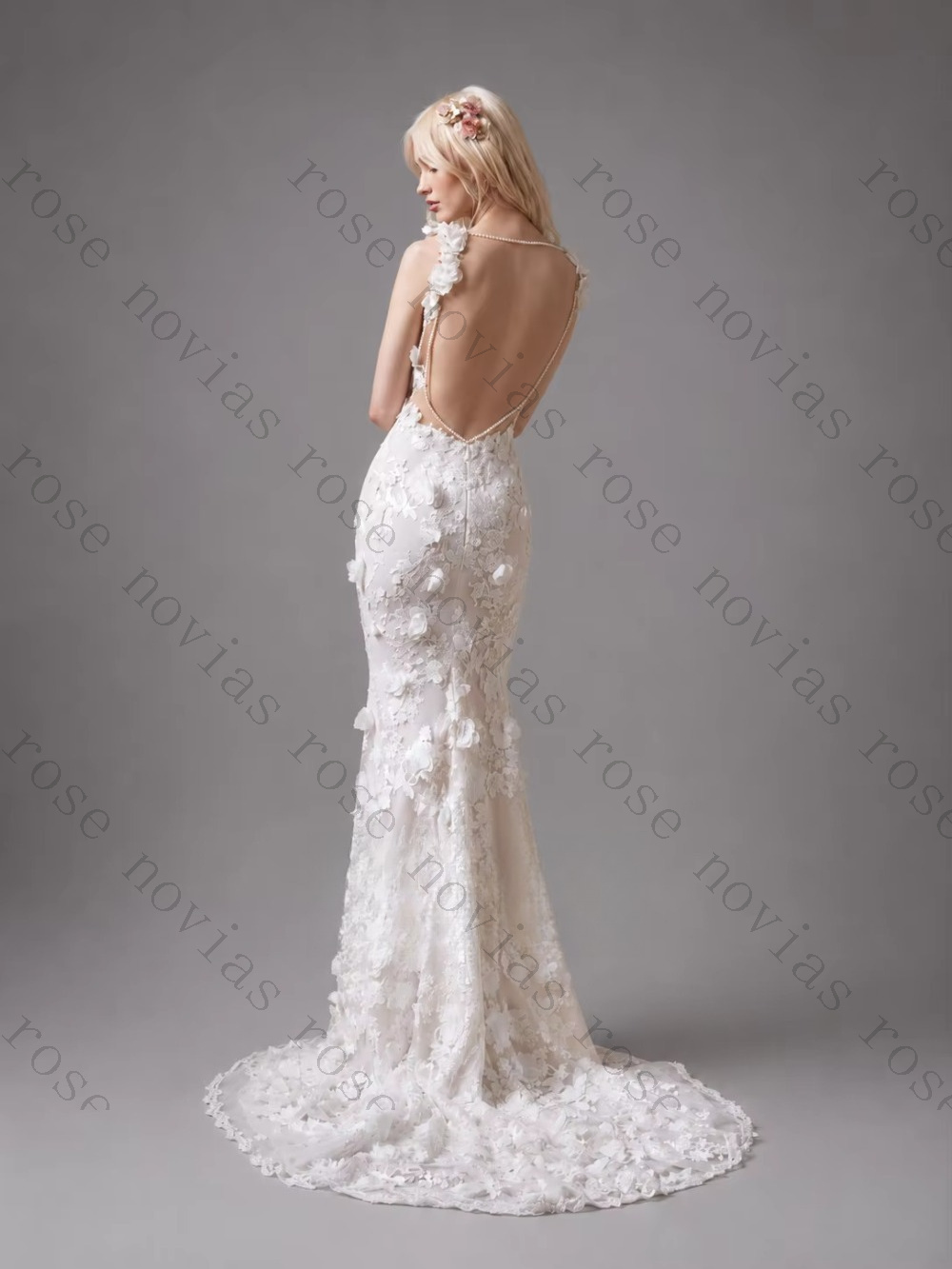 맞춤형 3D 플라워 레이스 백리스 디자인 웨딩드레스 딥 - Embroidery Online Designs 리뷰 및 가격