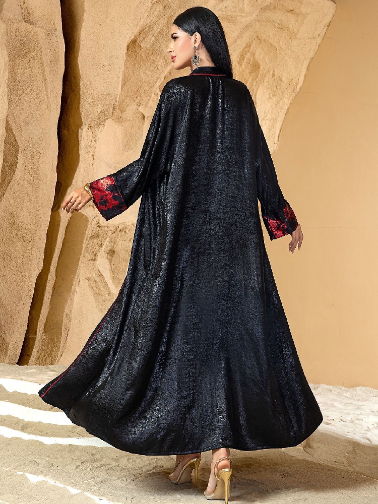 블랙 레드 오픈 기모노 Abaya Damen 두바이 럭 - Embroidery Kebaya 리뷰 및 가격