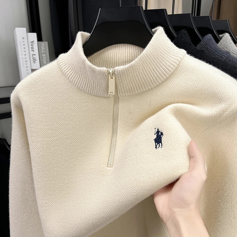 프리미엄 브랜드 지퍼 칼라 스웨터 남성 겨울 신상 패션 - Embroidery Design Logo 리뷰 및 가격
