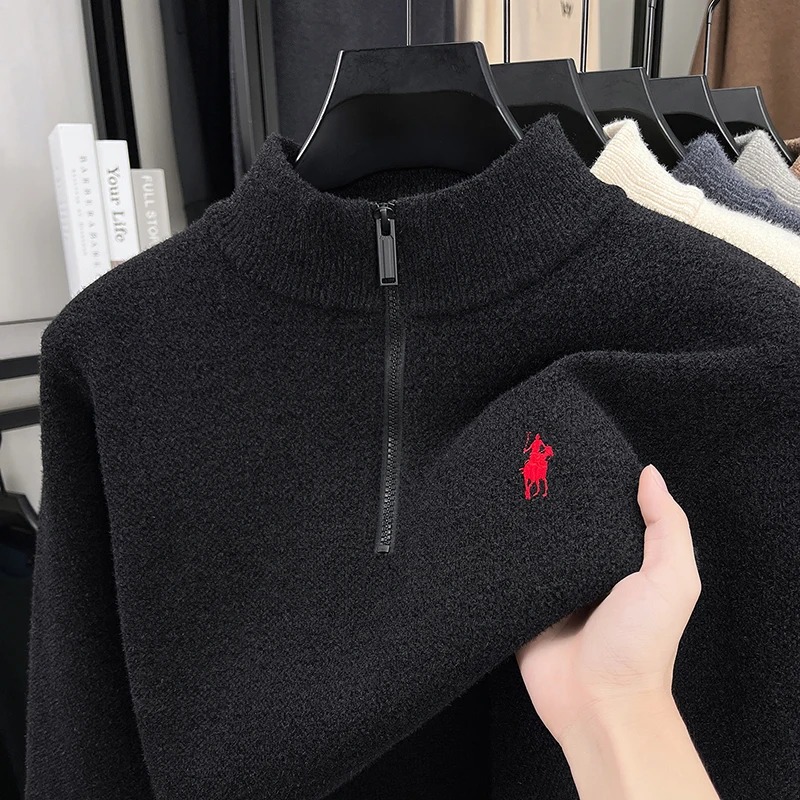 프리미엄 브랜드 지퍼 칼라 스웨터 남성 겨울 신상 패션 - Embroidery Design Logo 리뷰 및 가격