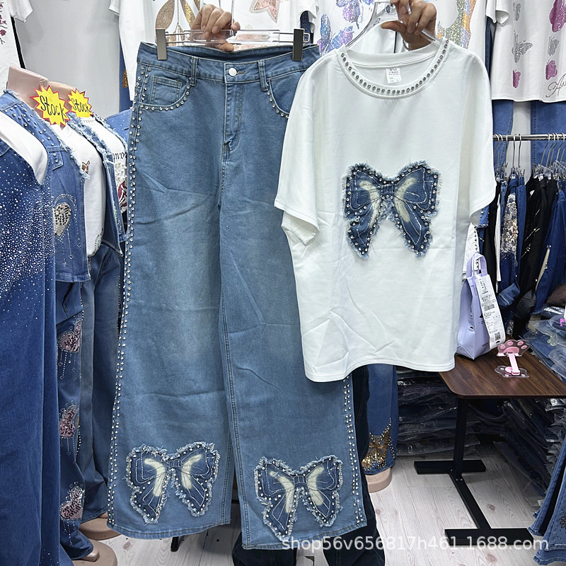 새로운 봄 여름 루즈핏 여성 투피스 세트 자수 나비 화 - Embroidery Cotton Shirt 리뷰 및 가격