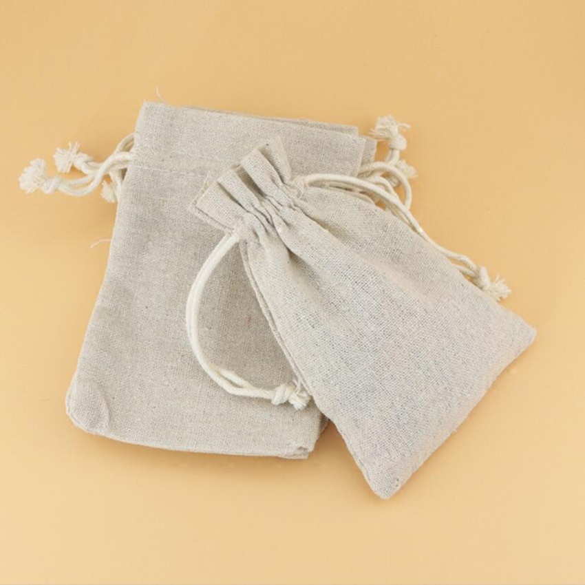 50PCS 리넨 Drawstring 가방 쥬얼리 파우치 - Linen Fabric Natural 리뷰 및 가격