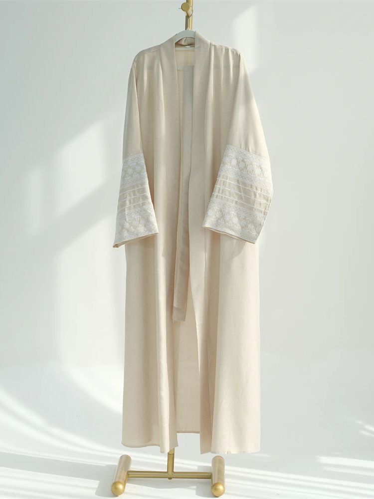 라마단 이드 블랙 오픈 기모노 Abaya Damen 두 - Embroidery Kebaya 리뷰 및 가격