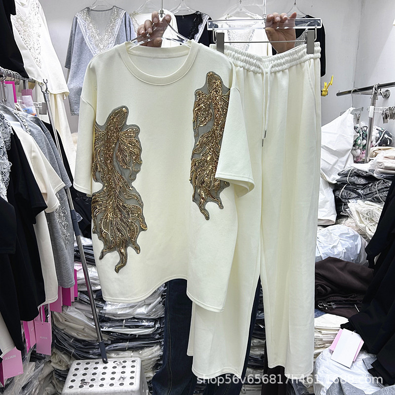 새로운 봄 여름 여성 투피스 세트 스팽글 자수 루즈핏  - Embroidery Cotton Shirt 리뷰 및 가격