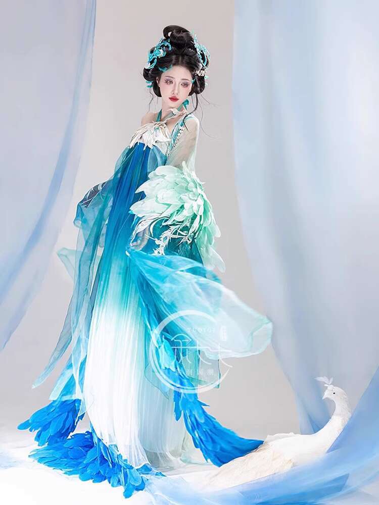 새로운 Peacock Hanfu 여성 패션 중공업 자수 - Embroidery Skirt 리뷰 및 가격