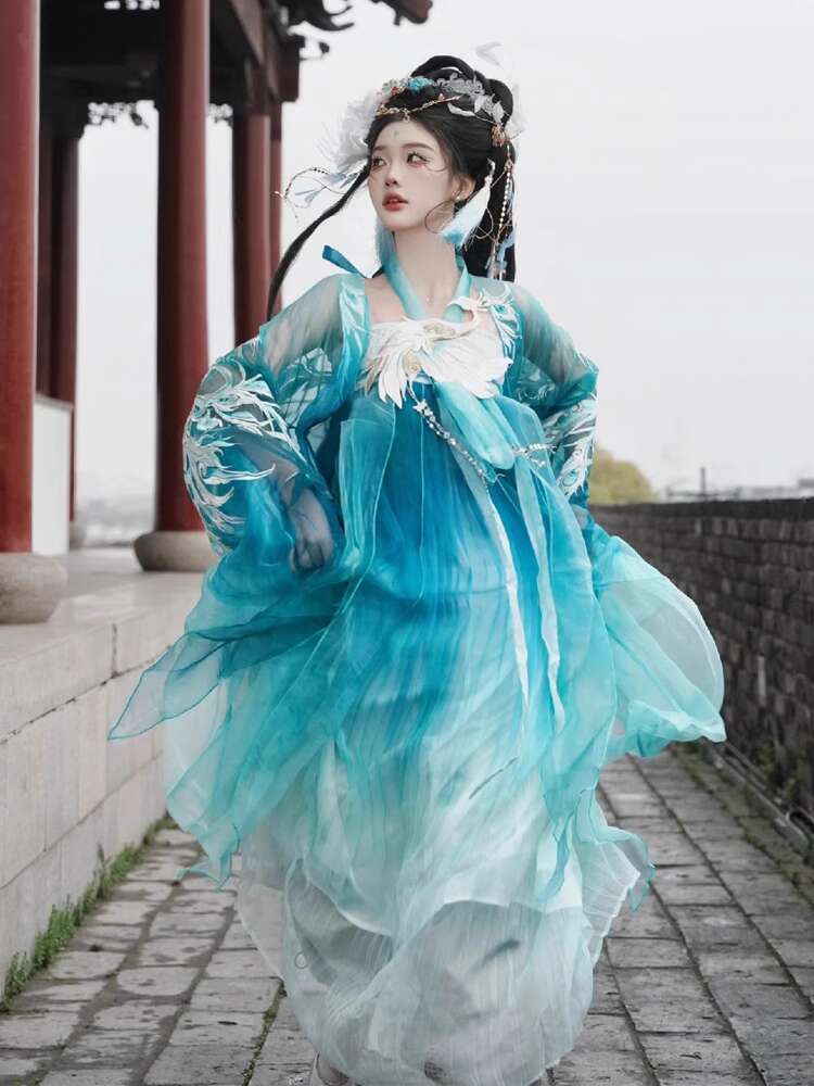 새로운 Peacock Hanfu 여성 패션 중공업 자수 - Embroidery Skirt 리뷰 및 가격
