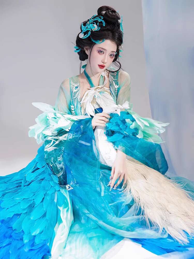 새로운 Peacock Hanfu 여성 패션 중공업 자수 - Embroidery Skirt 리뷰 및 가격