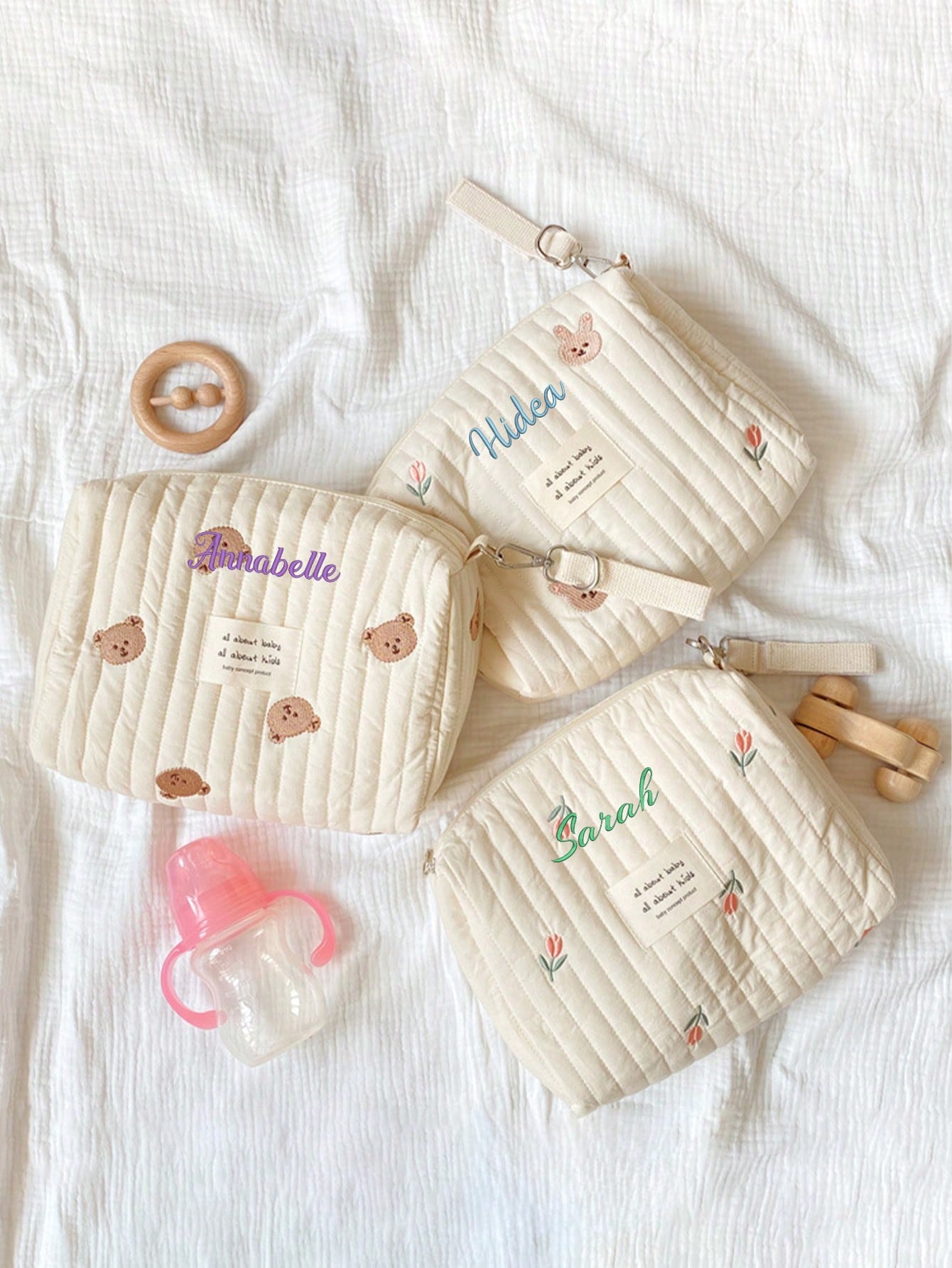맞춤 이름 자수 아기 기저귀 가방 퀼트 수납 파우치 귀 - Embroidery Name 리뷰 및 가격